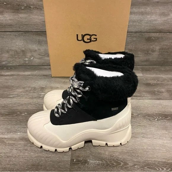 UGG | Adiroam Hiker Boot In Black and White NEW - Picture 4 of 13